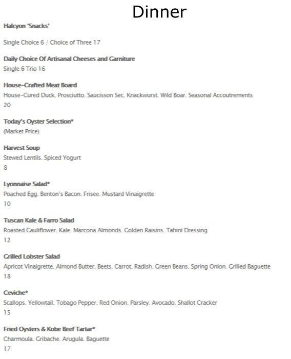 Menu at Halcyon pub & bar, Charlotte