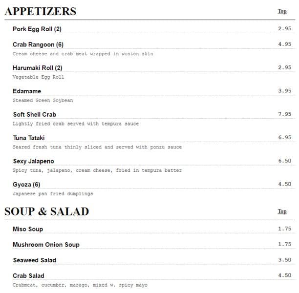 Menu at Sakura Express restaurant, Brainerd