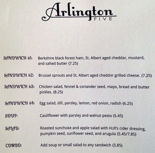 Menu de Arlington Five