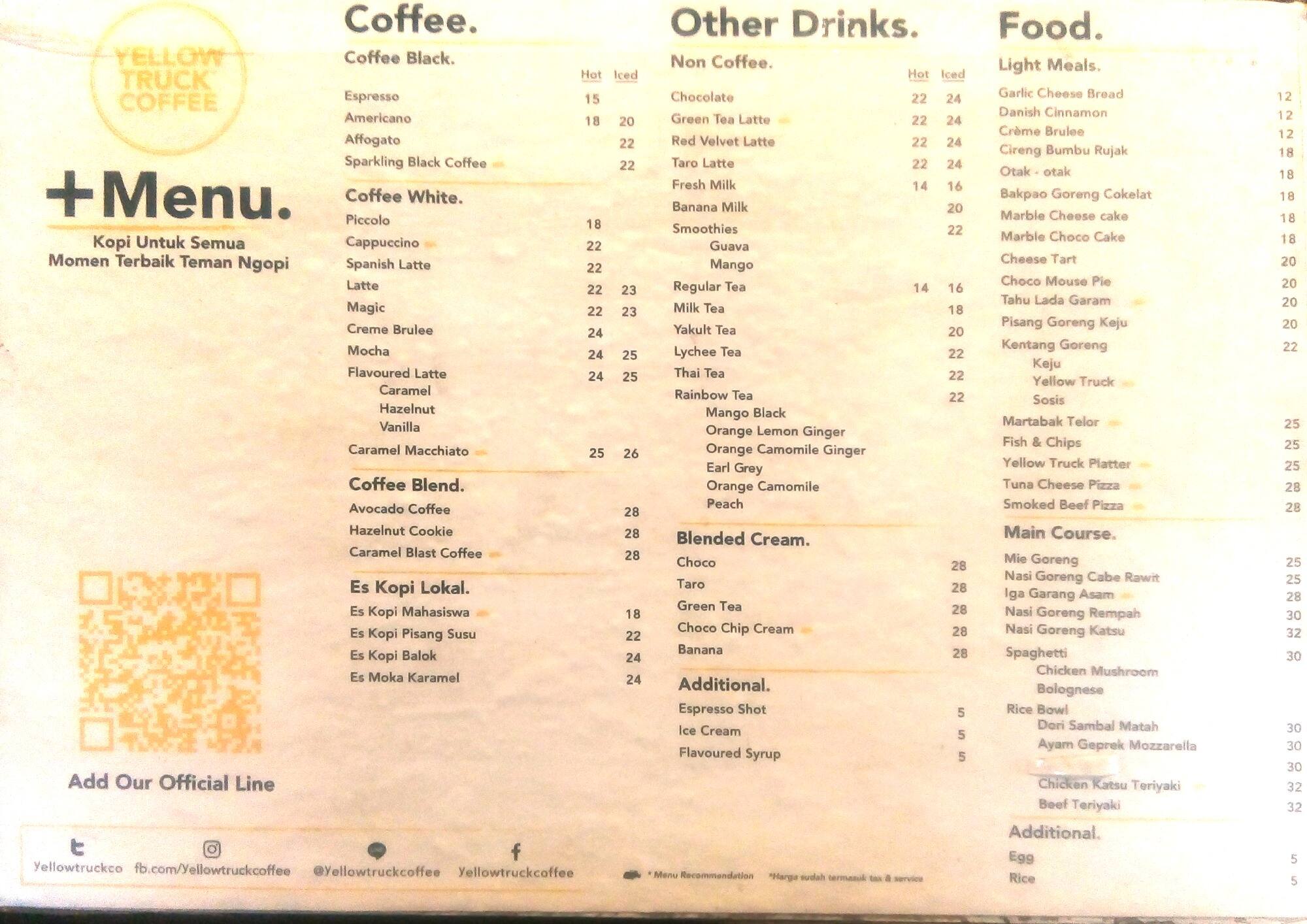 Yellow Truck Coffee Menu, Menu For Yellow Truck Coffee 