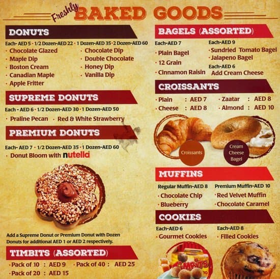 tim hortons menu fonts