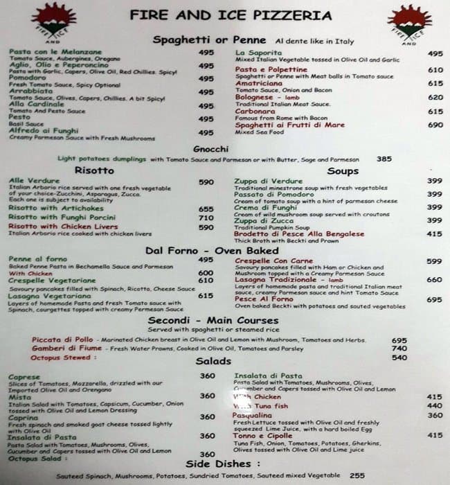 Fire And Ice Menu Design