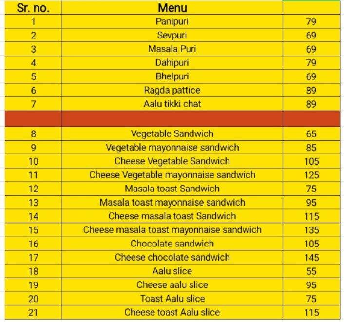 Menu of Sandwizza, Palghar, Mumbai