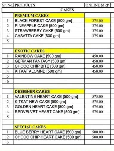 Menu At Monginis Cake Shop Surat Shop No