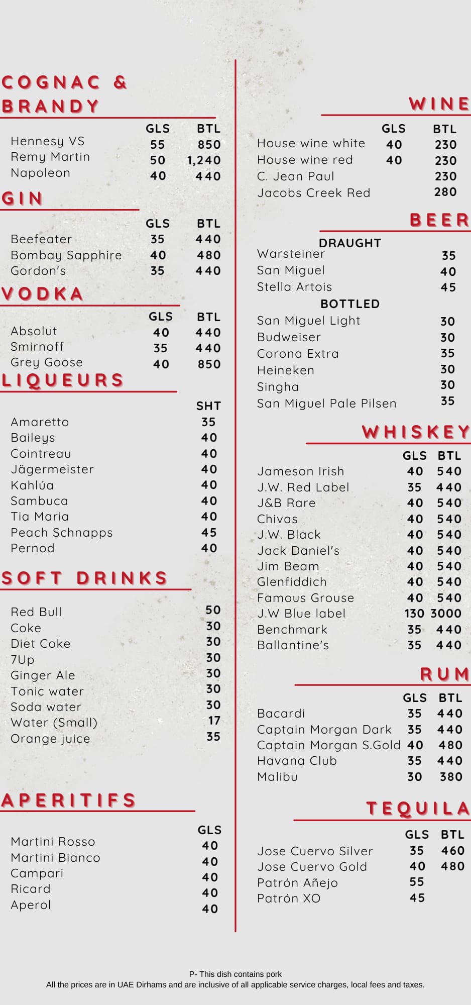 Cheers menu store