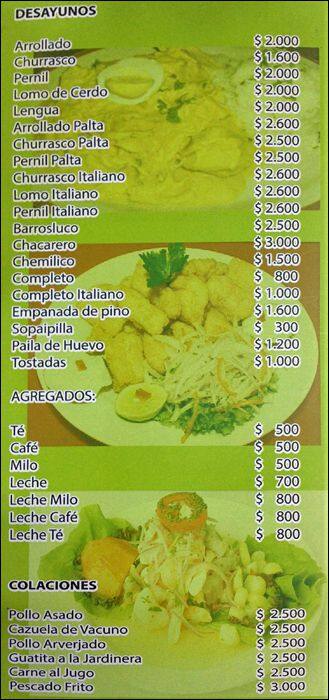 Restaurante Genesis menu