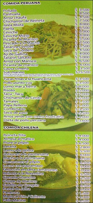 Restaurante Genesis menu