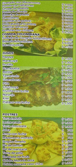 Restaurante Genesis menu