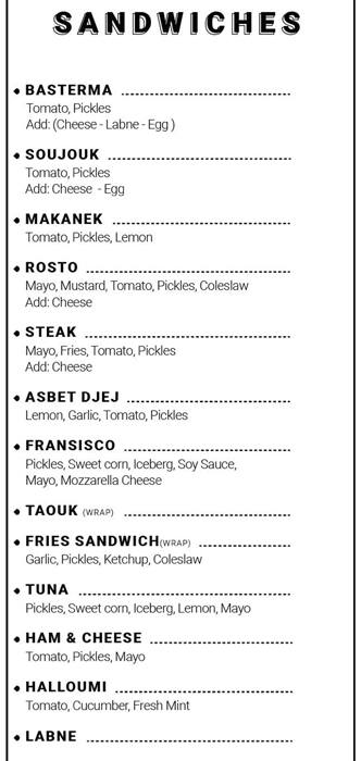 Sako menu