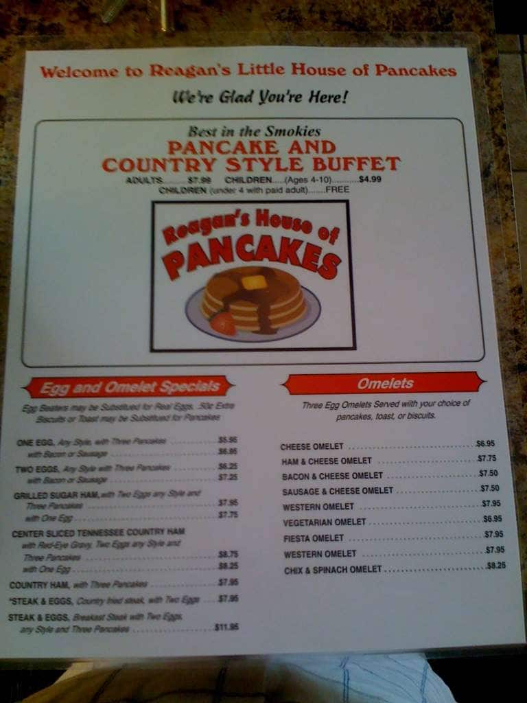 Reagan's House of Pancakes Menu Urbanspoon/Zomato