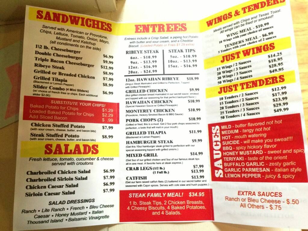 Steak Express Menu, Menu for Steak Express, Owens Cross Roads