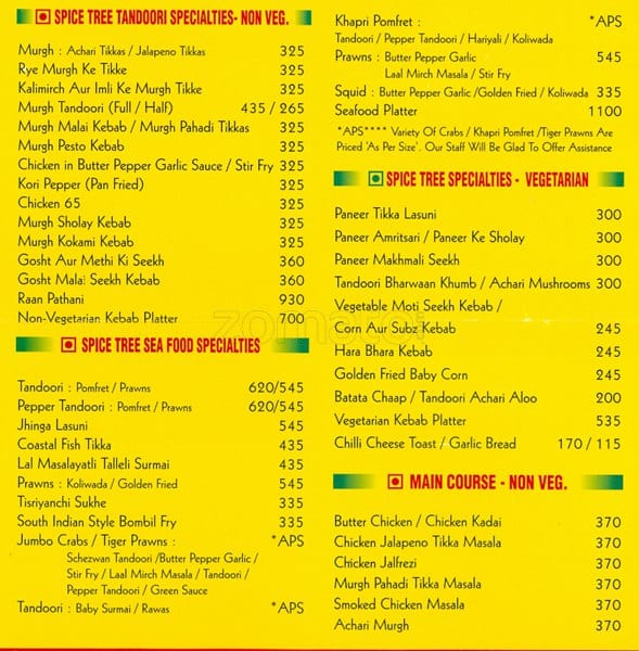 Spice Tree Menu, Menu for Spice Tree, Hill Road, Bandra West, Mumbai ...