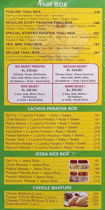 Paratha World menu