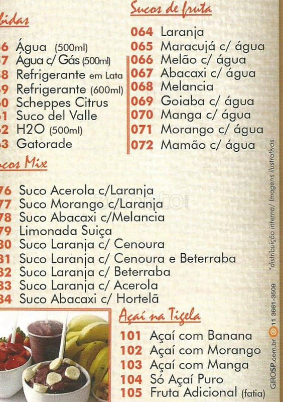 90 Graus Restaurante cardápio