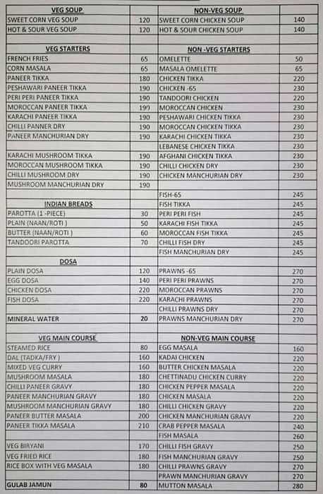 Menu at Grill Box, T nagar, Chennai, 12