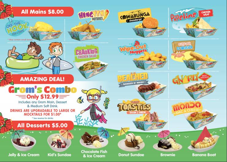 Menu at Breakers Kapiti Coast restaurant, Paraparaumu, Coastlands