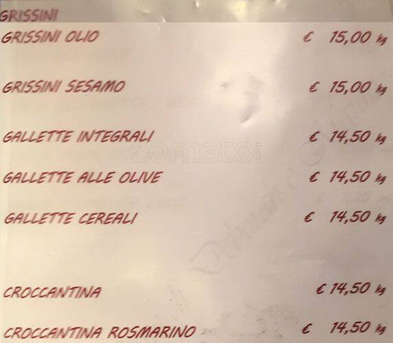Menu di Casa del Pane 