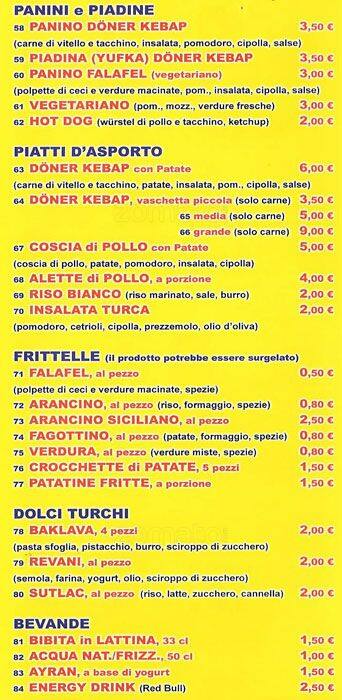 Menu di Istanbul 