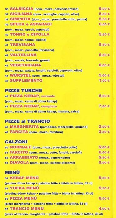 Menu di Istanbul 