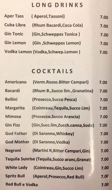 Menu di Bar Campidoglio 