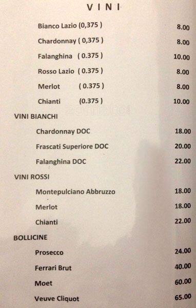 Menu di Bar Campidoglio 