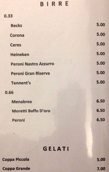 Menu di Bar Campidoglio 