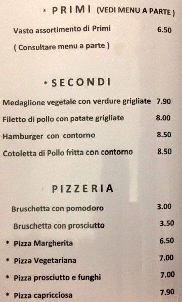 Menu di Bar Campidoglio 
