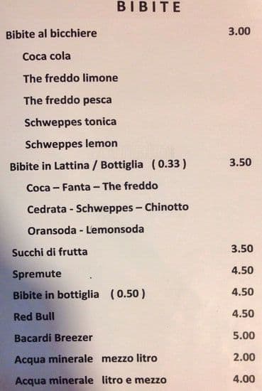 Menu di Bar Campidoglio 