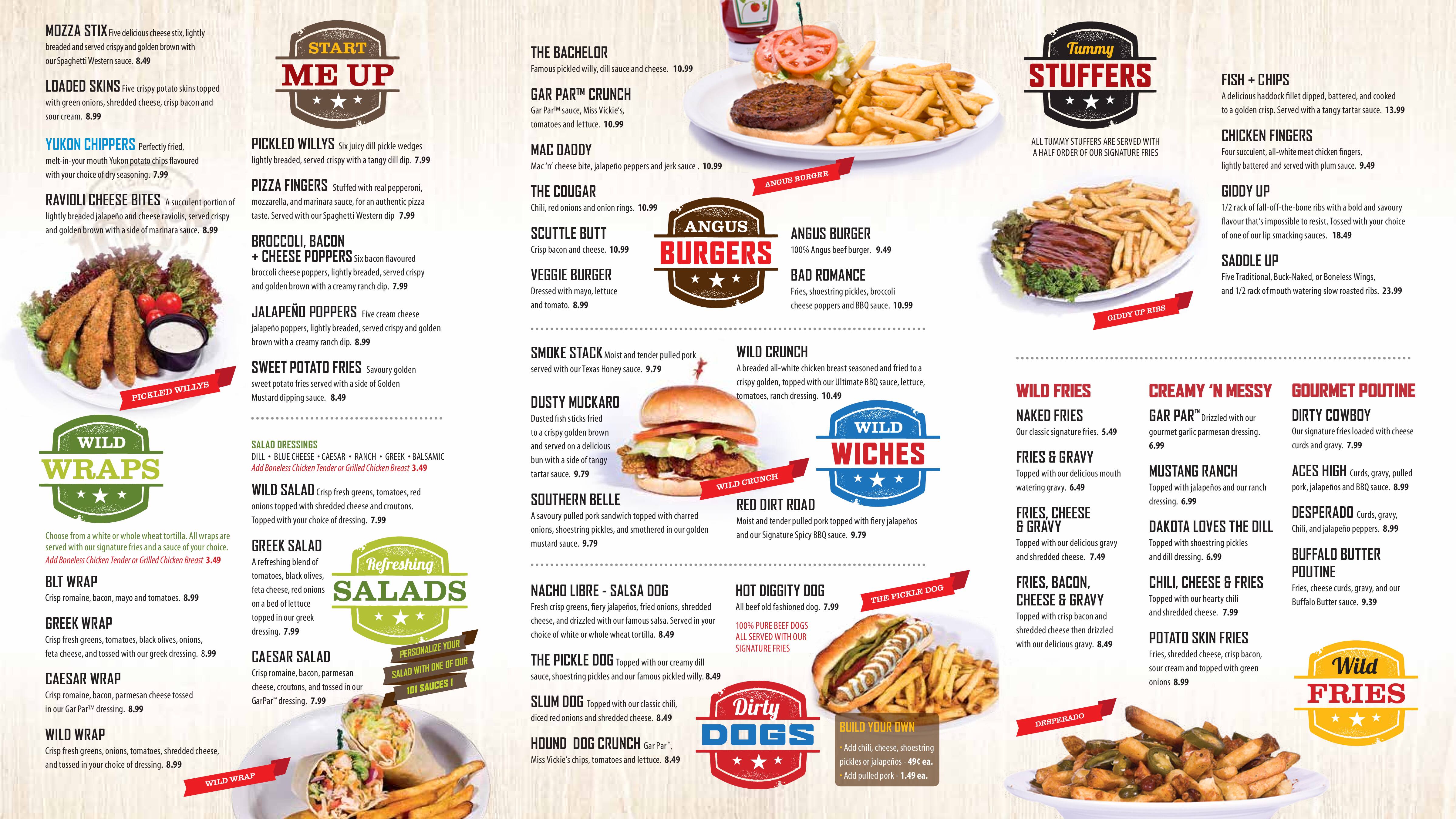 Wild Wing menu