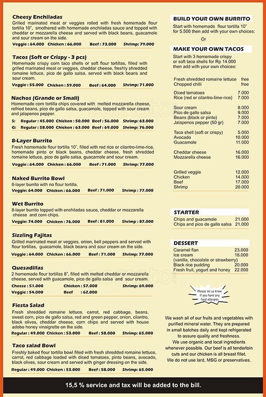 Taco Casa Menu Menu For Taco Casa Seminyak Bali Zomato Indonesia
