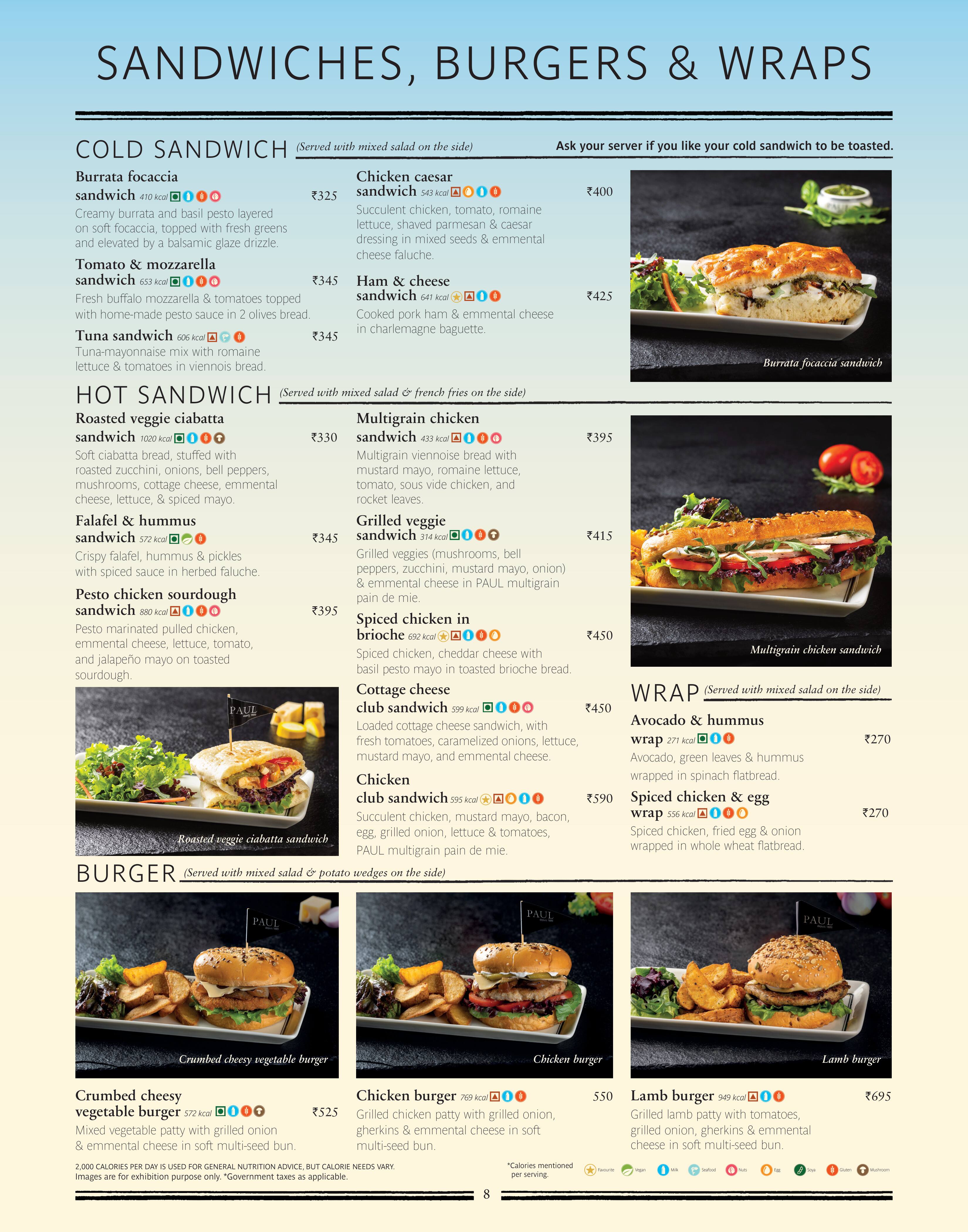 Menu of PAUL, DLF Phase 3, Gurgaon