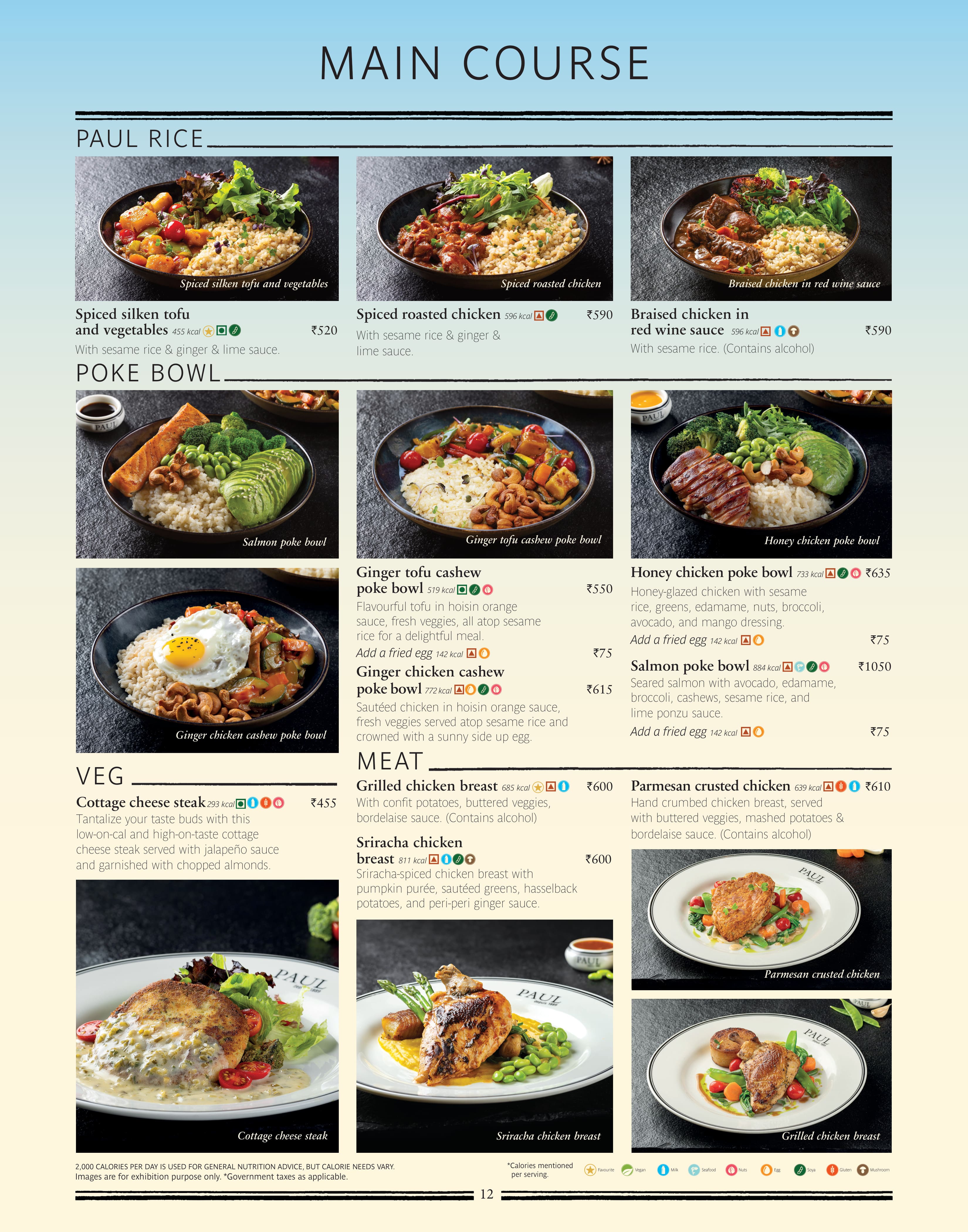 Menu of PAUL, DLF Phase 3, Gurgaon