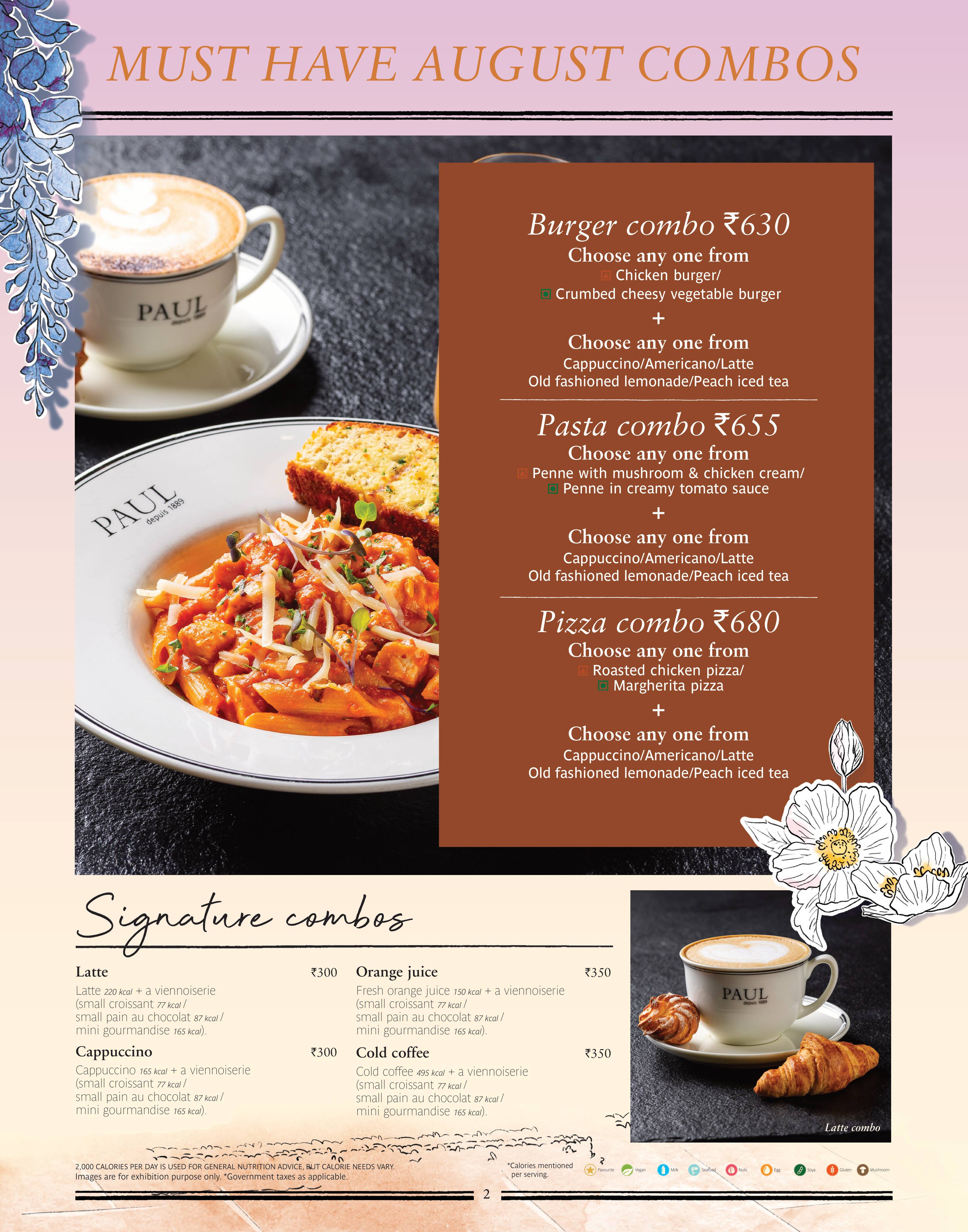 Menu of PAUL, DLF Phase 3, Gurgaon