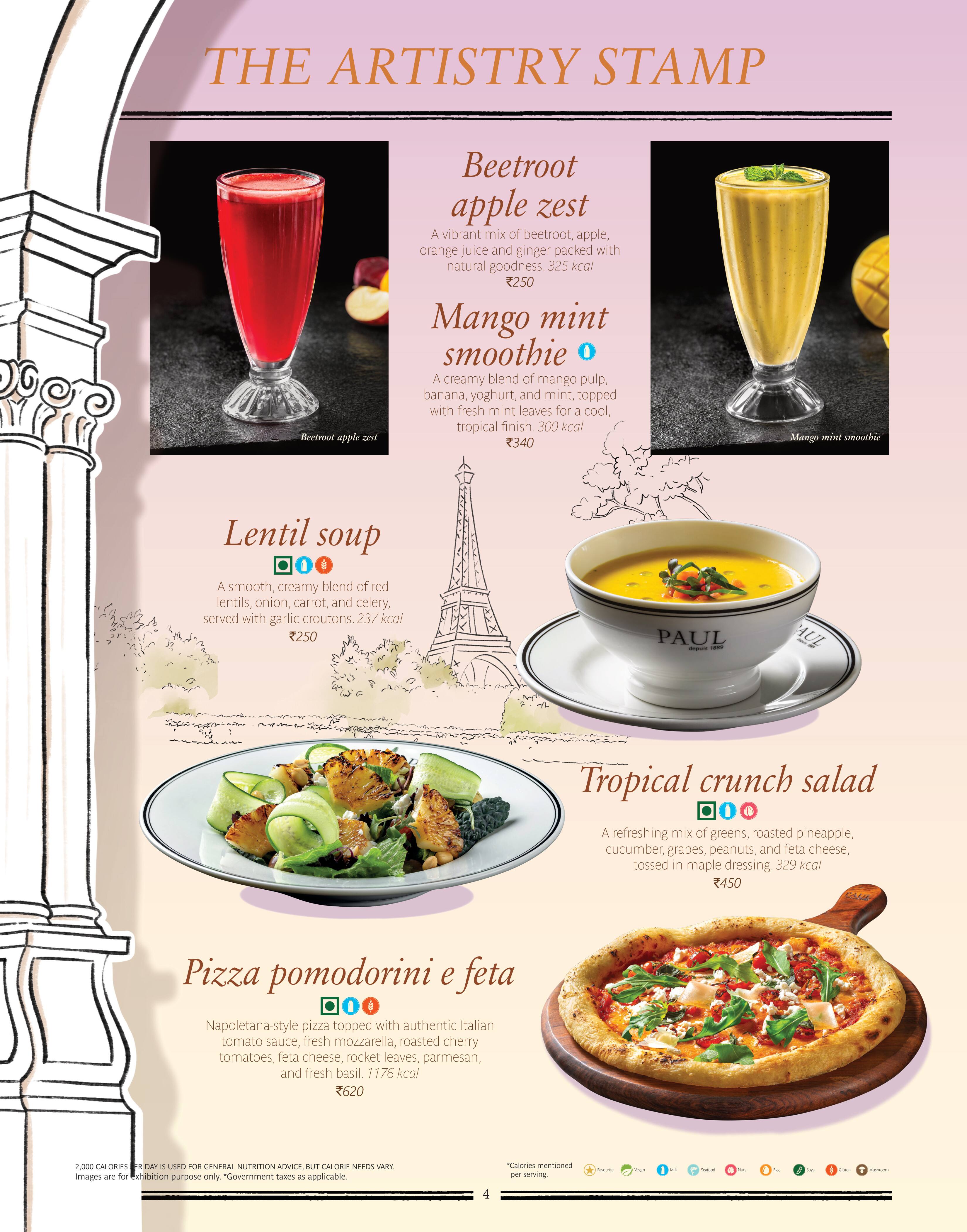 Menu of PAUL, DLF Phase 3, Gurgaon