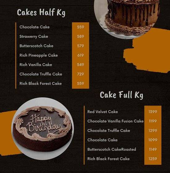 Menu of Kanha Bakery, Sector PI, Greater Noida