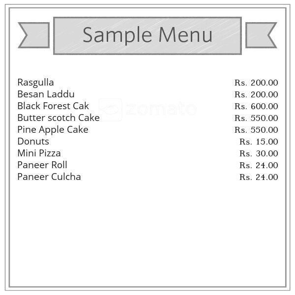 Kalyan G Bakery menu
