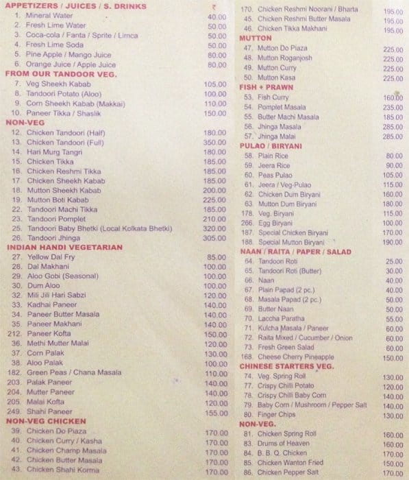 Ashoka Bar & Restaurant Menu Zomato