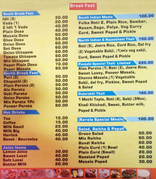 Menu at New Saravana Bhavan Restaurant, Mysuru