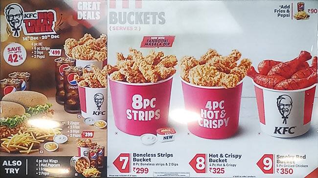 KFC menu