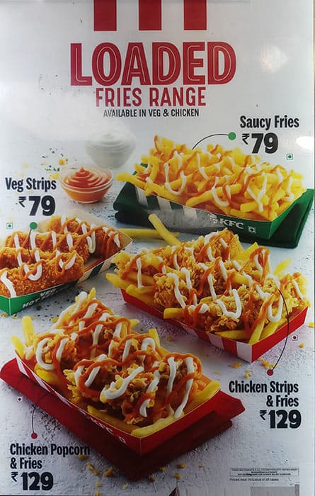 KFC menu