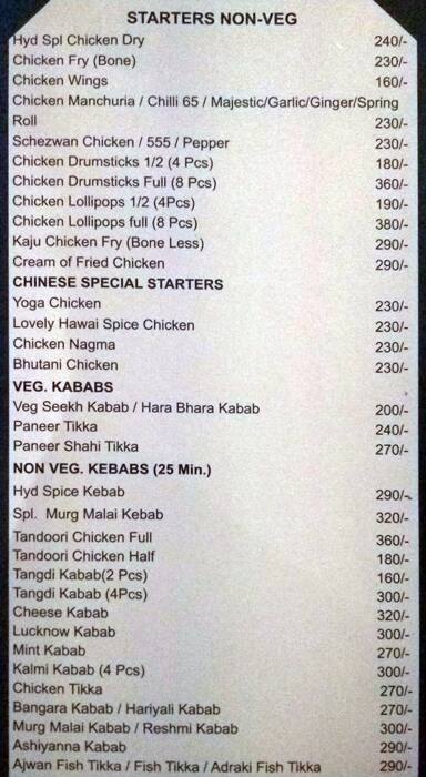 Hyderabad Spice menu