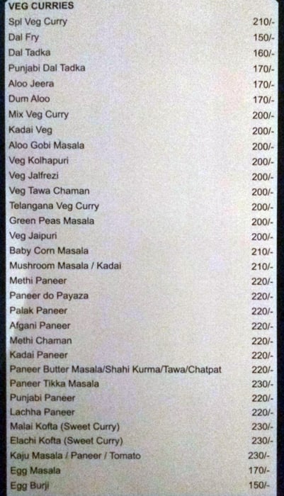 Hyderabad Spice menu