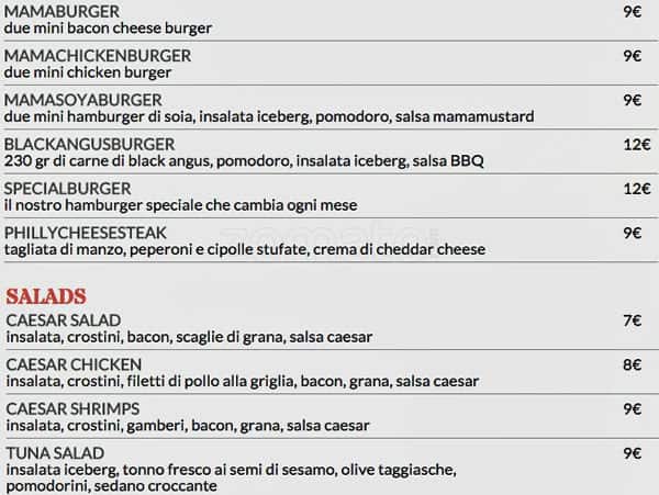 Menu di Mama Burger 