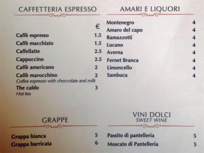 Menu de Primo Cafe Gourmet