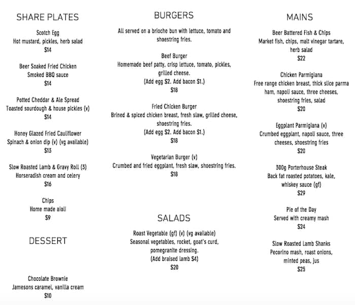 Dan O'Connell Hotel Menu, Menu for Dan O'Connell Hotel, Carlton ...