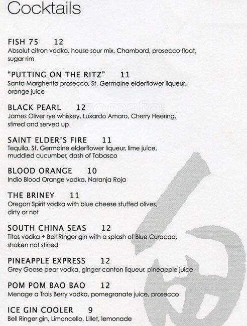 Carta de Flying Fish Restaurant