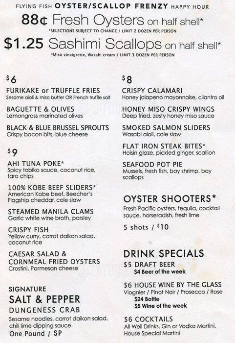 Carta de Flying Fish Restaurant