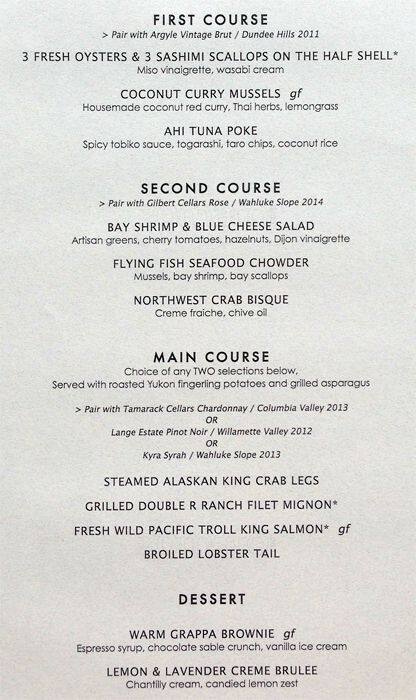 Carta de Flying Fish Restaurant