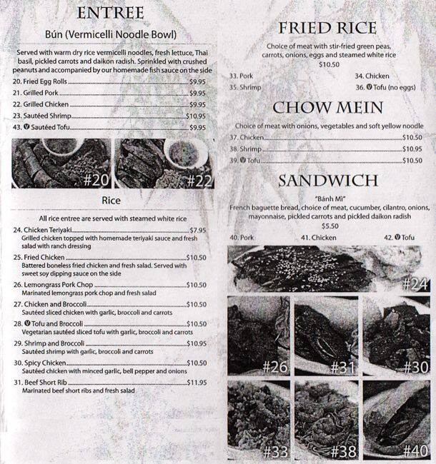 Menu at Mililani restaurant, Seattle