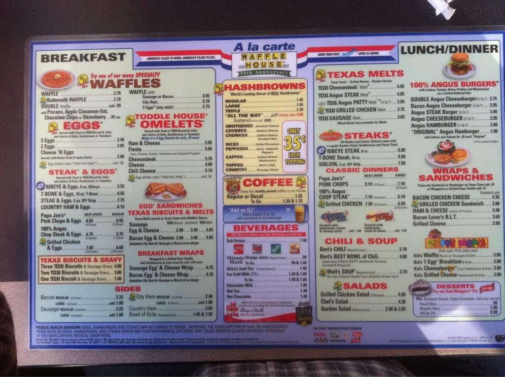 Waffle House Menu, Menu for Waffle House, South/Southwest ...
